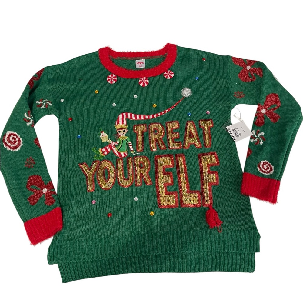Treat Your Elf New Ugly Christmas Sweater Sz smallโ